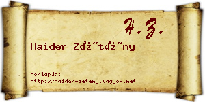 Haider Zétény névjegykártya